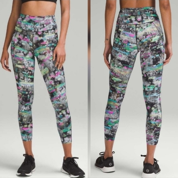 🇨🇦 Lululemon Paint Drift Multi Fast & Free High-Rise Leggings with Pockets - Picture 3 of 16